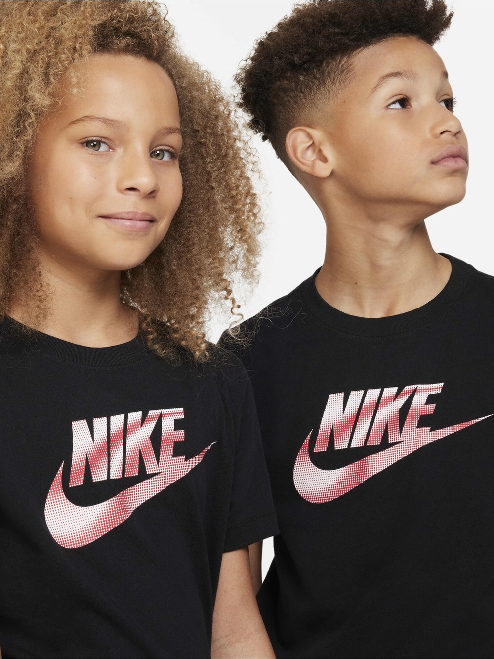 Nike Kids' Black T-Shirt with Red Gradient Logo